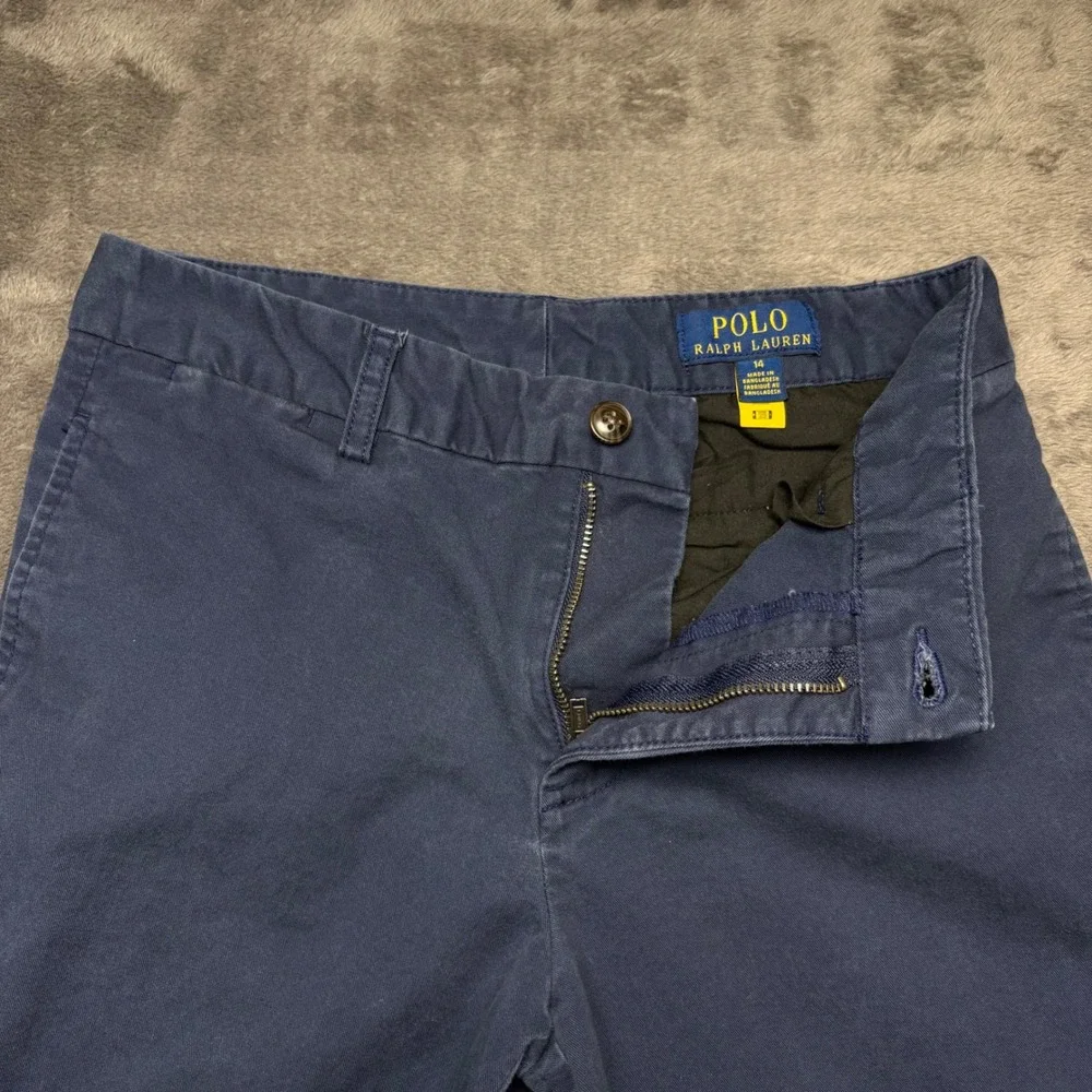 Polo Ralph Lauren Chino Pants Boys 14 Navy Blue Straight Leg Cotton Blend